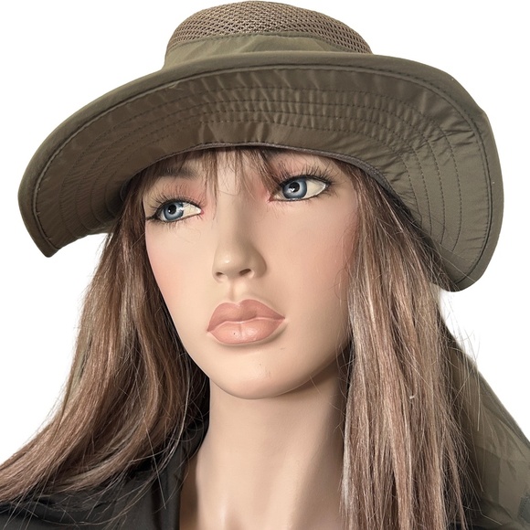 Panama Jack Wide Brim Boonie Hat Utility Fishing Safari UVF Protection Khaki - Picture 2 of 10